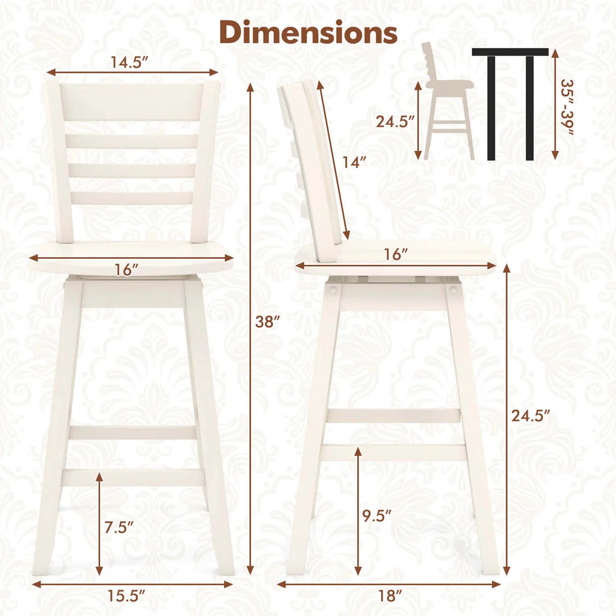 Furniture: White Counter height bar stools