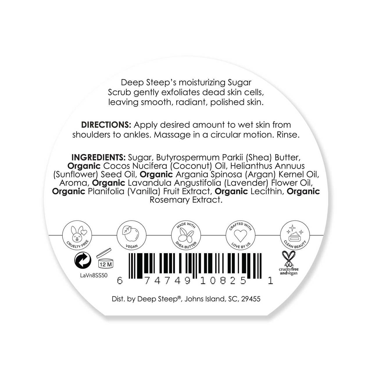 Sugar Scrub - Lavender Vanilla Exfoliating & Smoothing 8oz