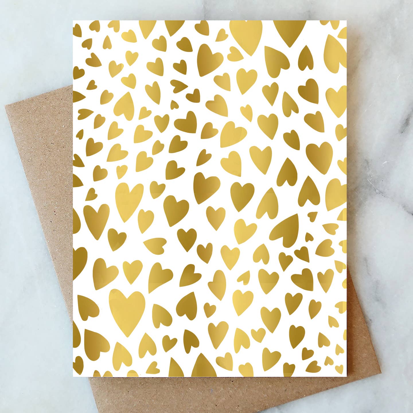 Greeting Card: Gold Hearts
