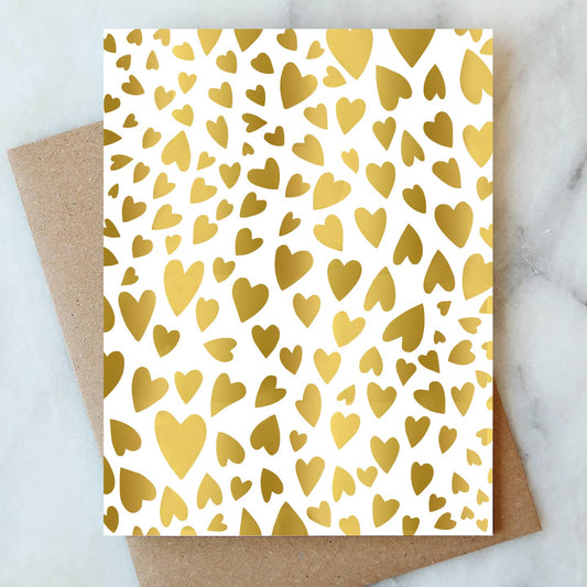 Greeting Card: Gold Hearts