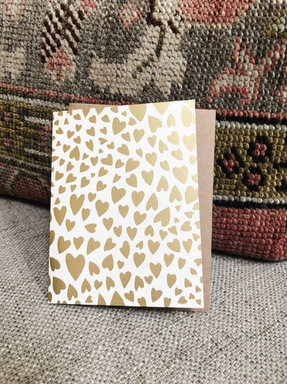 Greeting Card: Gold Hearts