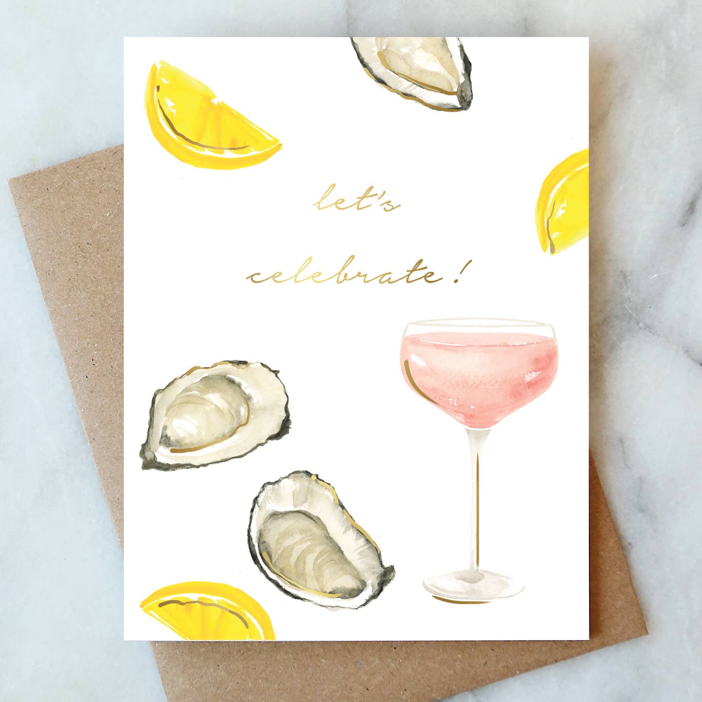 Greeting Card: Oysters and Rose Celebration