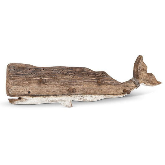 Wall Decor - Extra Large Rustic Whale 4 Hook-35"L