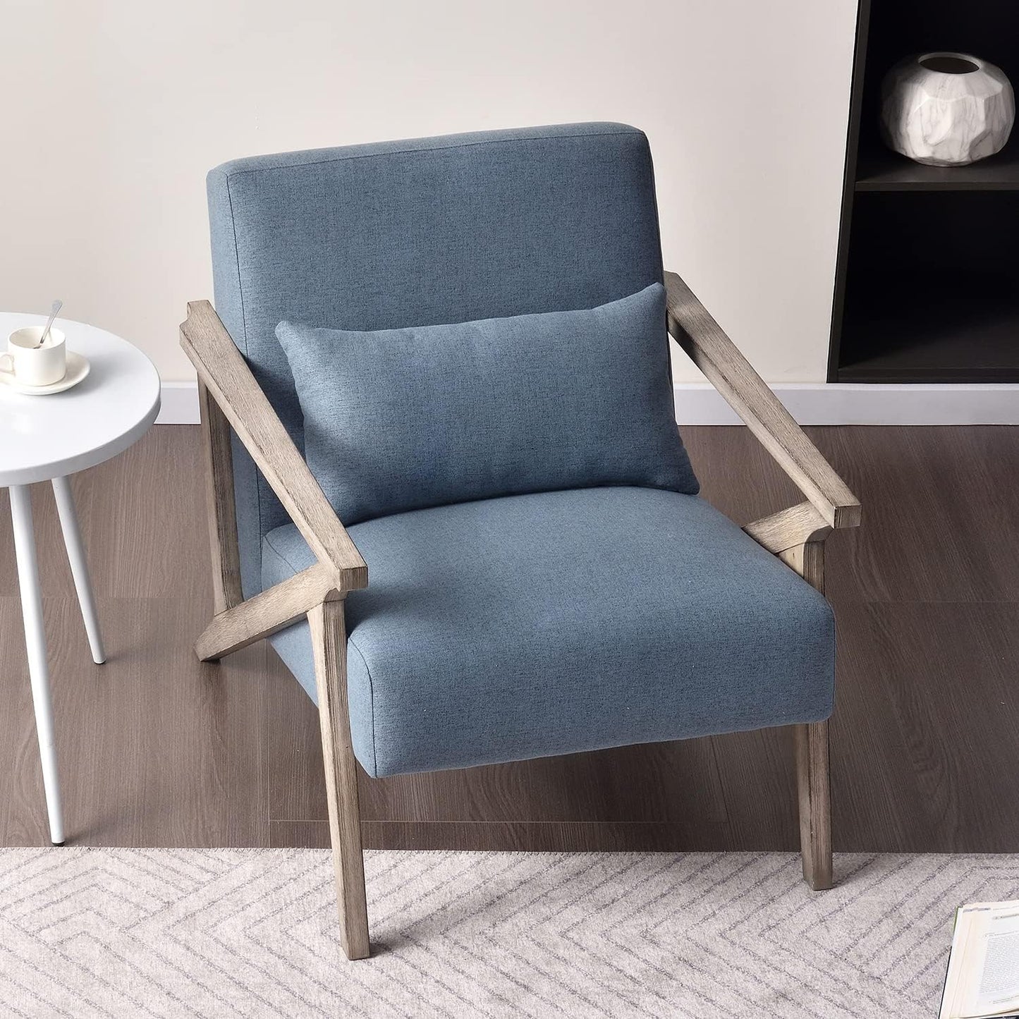Furniture: Blue Mid Century Modern Accent Chair