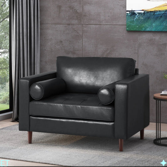 Furniture: Black Club Chair, Faux Leather
