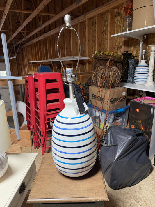 Lamp: Large Blue & White Stripe