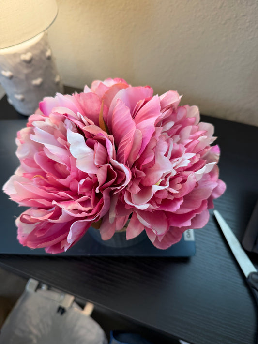 Artificial Flowers - Pink in silver vase
