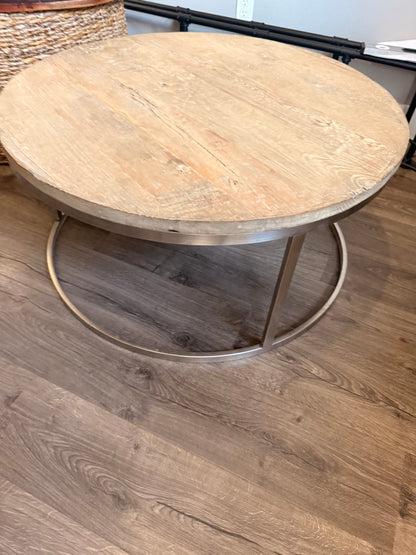 Furniture: Gray Wood / Metal Coffee Table