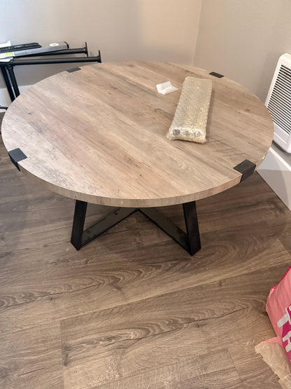 Furniture: Gray Wood / Metal Coffee Table