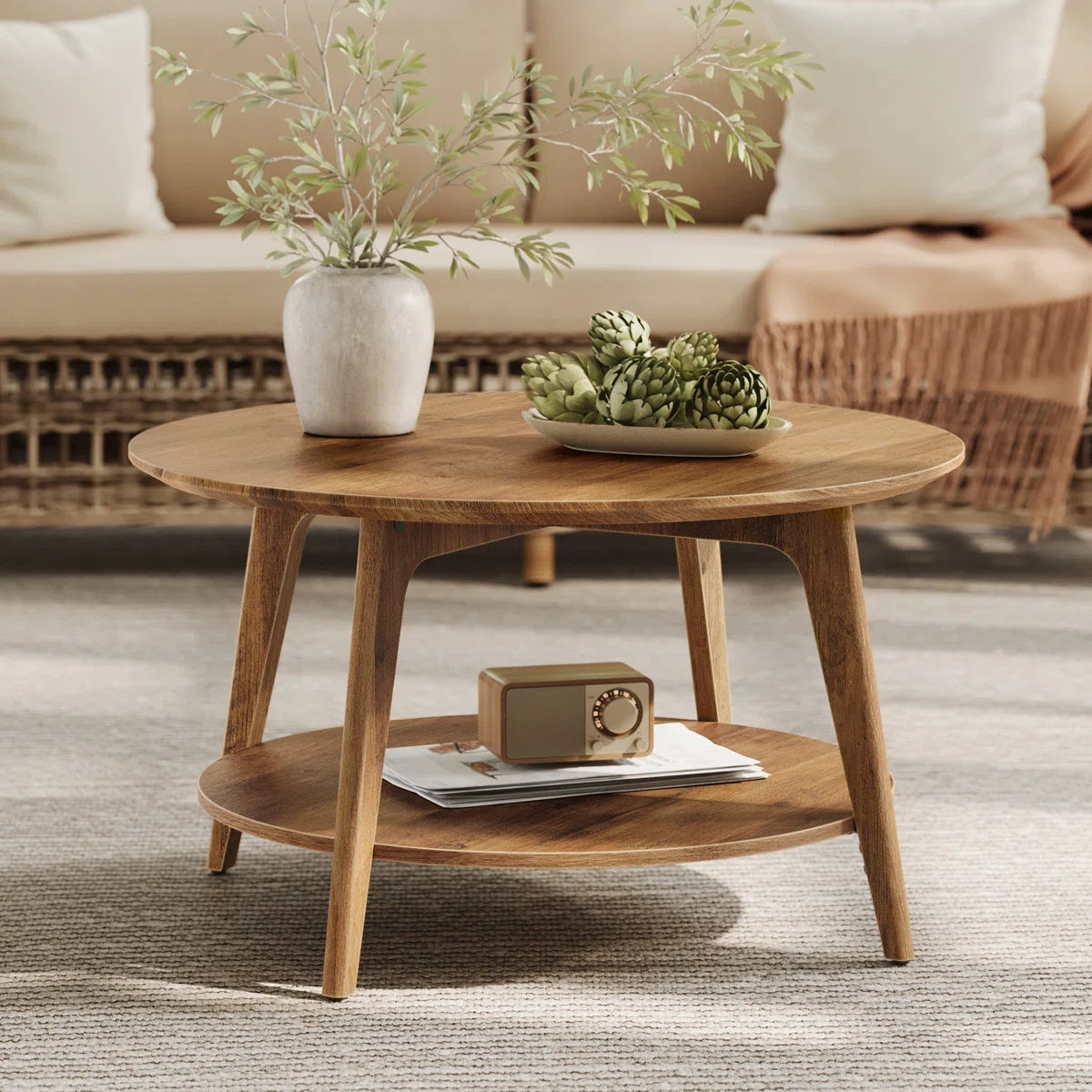 Furniture: Coffee Table With 2-Tier Storage Shelves